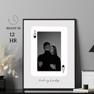 Stampa fotografica personalizzata di coppia di carte da gioco, regalo unico di arte murale per coppie, regalo di San Valentino per fidanzata o fidanzato