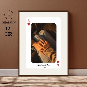 She Said Yes Paar Poster, personalisierte Spielkarten Paar Foto Andenken, druckbares Verlobungsgeschenk, Geburtstagsgeschenk für Frau