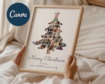 Christmas Tree Photo Collage Poster: Canva Template (Digital Download)
