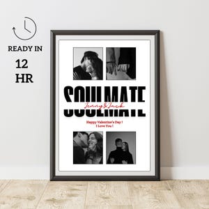 Personalisiertes druckbares Foto-Collage-Geschenk, individuelles Soulmate-Paar-Poster, Valentinstaggeschenk für Freundin und Freund