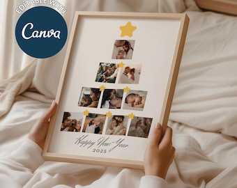 Christmas Tree Photo Collage – New Year Family Keepsake (Digital Download)