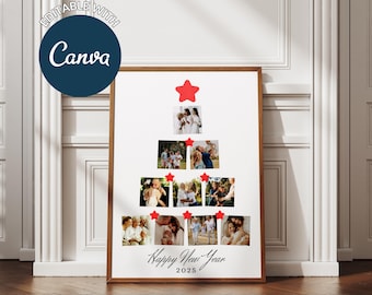 Custom Christmas Tree Photo Collage - Canva Template Christmas Gift