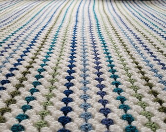 Mid-century Modern Granny Stripes Crochet Throw Blanket