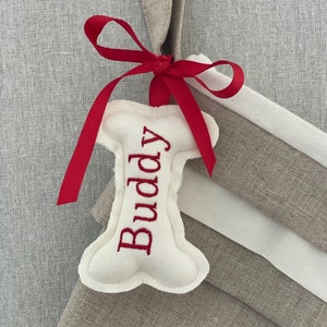 Dog Personalized Christmas Stocking Tag Embroidered Ornament Monogram Gift Label image 1
