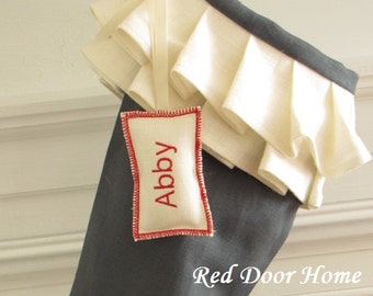 Personalized Christmas Stocking Tag Rectangle Name Label Ornament Gift Wedding Favor Monogram