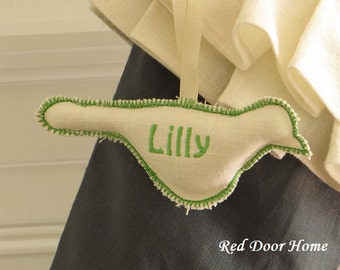 Personalized Christmas Stocking Tag Bird Embroidered Label Ornament Gift Wedding Favor Monogram