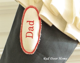 Christmas Stocking Personalized Embroidered Tag Ornament Oval Name Label Gift Wedding Favor