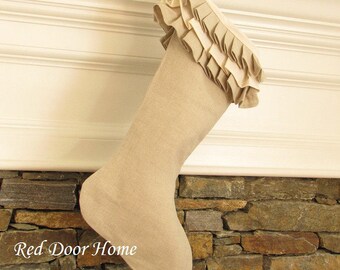 Linen Christmas Stocking Stockings Ruffle Top Better Homes and Gardens