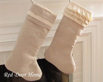 Linen Personalized Christmas Stockings Pair Embroidered Wedding Gift Better Homes and Gardens