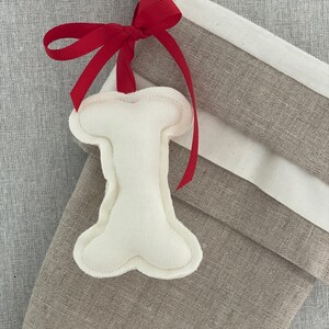 Dog Linen Christmas Stocking Ruffle Top Pet image 2
