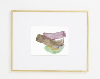 Original 8x10" Modern Abstract Watercolor Painting, pink, brown, green abstract expressionist, "Painting 1262" minimal contemporary fine art