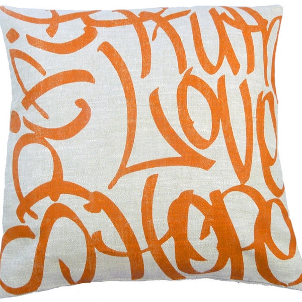 Orange Love Graffiti Pillows
