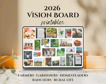 Printable 2026 Vision Dream Board for Flower Farmers, Gardeners & Homesteaders | Inspiration | Digital Download