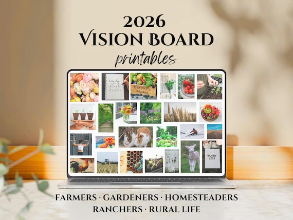 Printable 2026 Vision Dream Board for Flower Farmers, Gardeners & Homesteaders | Inspiration | Digital Download