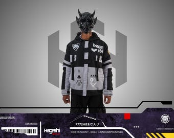 Chaqueta urbana Hageshi Cyberpunk Techwear: parka futurista impermeable // Pulse-47