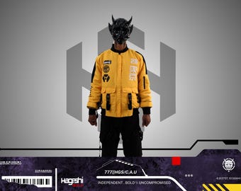 Futuristic Techwear Jacket – Cyberpunk Waterproof Streetwear Windbreaker || Yellow-WB