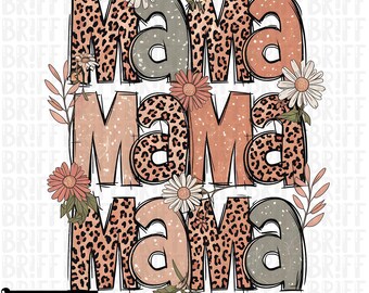 Flor de mamá leopardo PNG: Sublimación bohemia retro y elegante (descarga digital)