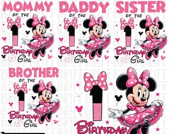 Minnie Mouse 1st Birthday PNG: Family Matching Shirt Graphic (Digital Download)