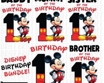 Mickey Mouse 1st Birthday PNG: Family Matching Shirt Graphic (Digital Download)