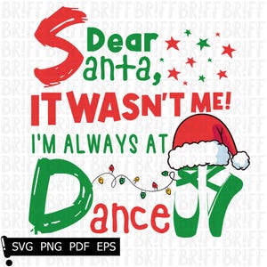 Ballerino di Natale Svg, Danza divertente PNG, Danza di Babbo Natale Svg, Regalo di danza, Inverno stampabile, Natale, Babbo Natale Svg, Design a sublimazione Svg