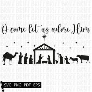 Nativity SVG, Boże Narodzenie SVG, Dekoracja świąteczna, Scena Narodzenia SVG, Plik do cięcia winylu, Nativity Cricut, Pliki sylwetki SVG, PNG, Eps