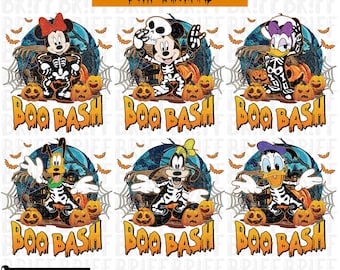 Mickey & Friends With Halloween Png Bundle, Disney Boo Bash Png, Mickey and Friends With Retro Halloween Png, Halloween Party Trip Png