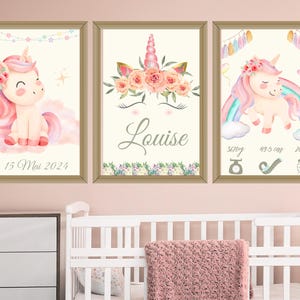 Lote 3 Pósters Unicornio Personalizados