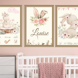 Lot de 3 affiches Fille Lapin