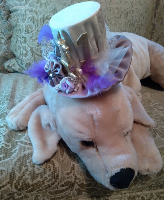 UNICORN Child Birthday Mad Hatter Mini Top Hat Lavender Taupe