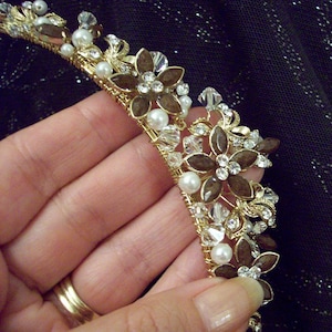 The GODDESS Autumn Fall Gold and chocolate brown crystal tiara crown fall princess brown tan #fallbride