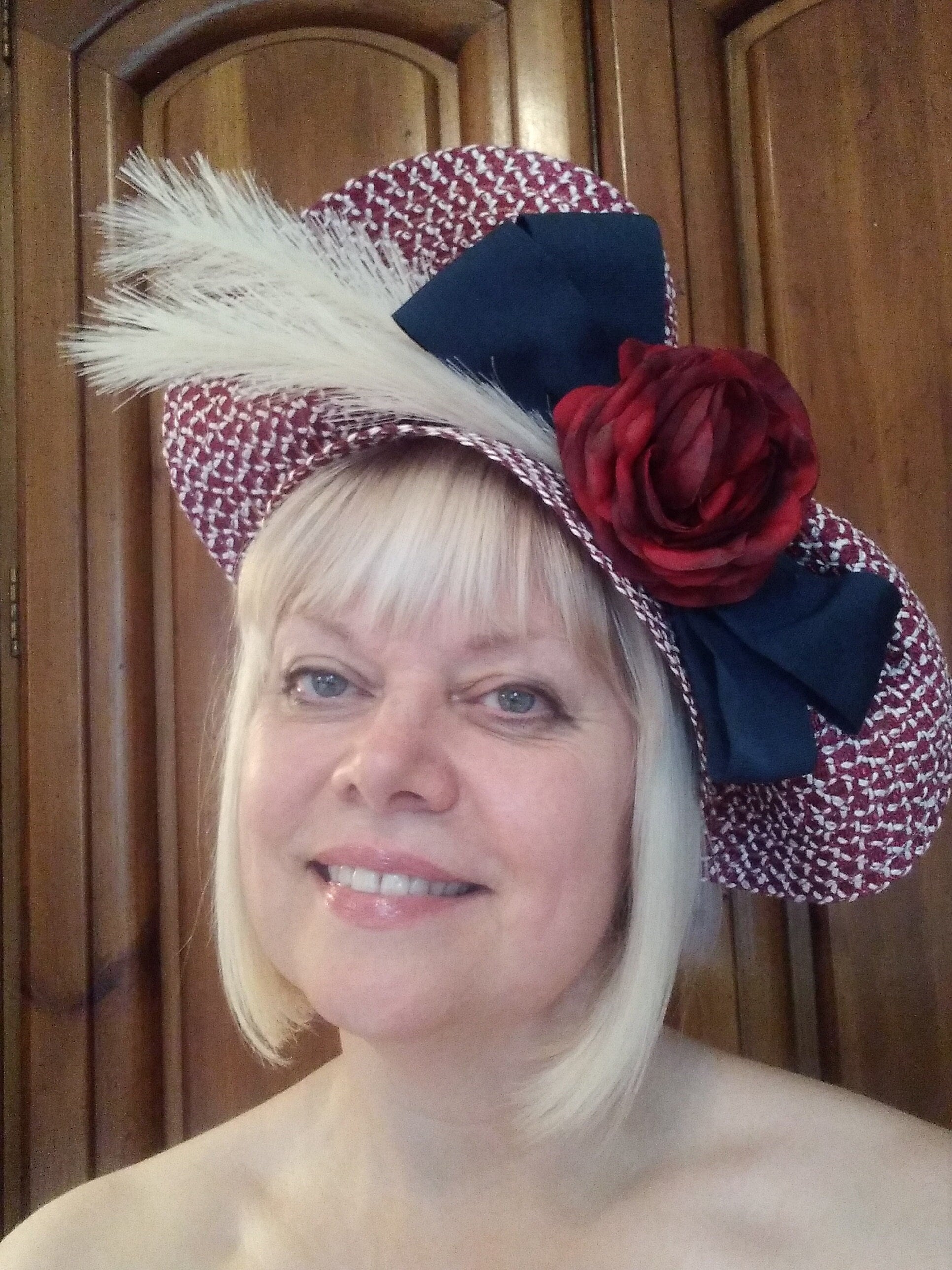 Patriotic Fascinator Hat: Red White Blue Woven Headband With  display picture 2
