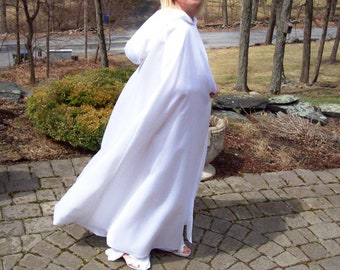Ladies hooded fully lined cape white chiffon bridal long cloak wiccan Sweet Lolita cloak harajuku cape