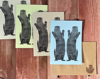 Dancing Otter Note Cards, Otter Cards - Set of 4