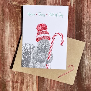 Holiday Squirrel Card SINGLE, Squirrel Christmas Card, Funny Holiday Card, Holiday Cards image 1