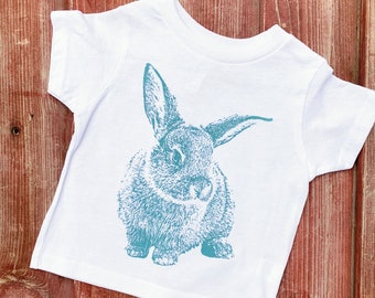 Blue Bunny Shirt, Rabbit Child TShirt, Kids Bunny Shirt, Rabbit Shirt, Easter Shirt, Easter Basket