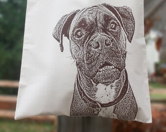 Boxer Tote Bag, Boxer Dog Gifts, Shopping Bag, Cotton Tote Bag