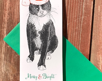 Fussy Figaro, Angry Cat Funny Holiday Cards - 4 Pack, Christmas Card Set, Handmade Christmas Cards