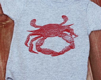 Crab Shirt, Baby, Children, Kids TShirt, Red Crab, Maryland Crab