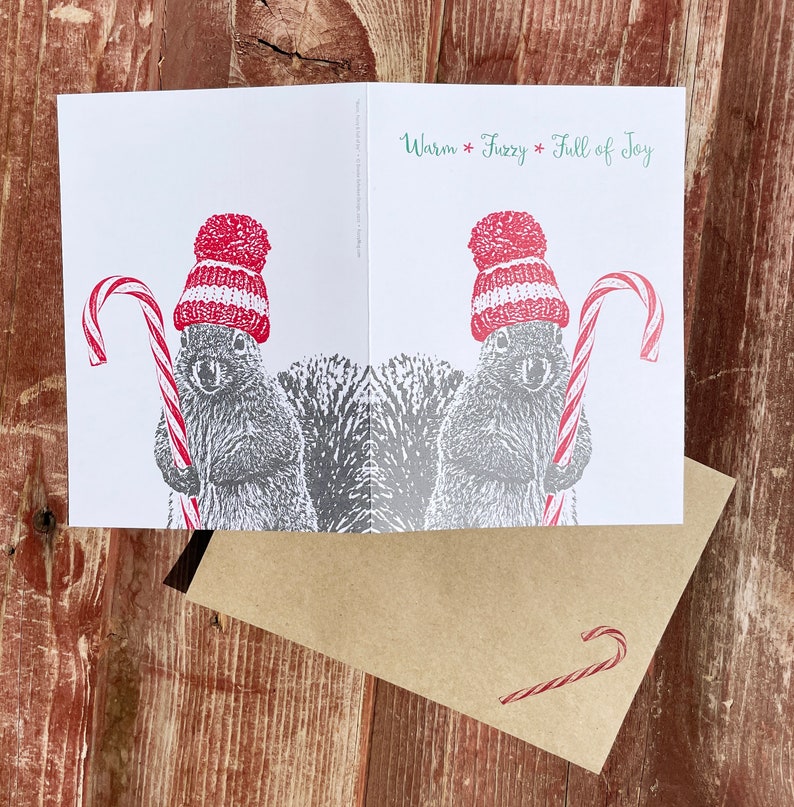 Holiday Squirrel Card SINGLE, Squirrel Christmas Card, Funny Holiday Card, Holiday Cards image 2