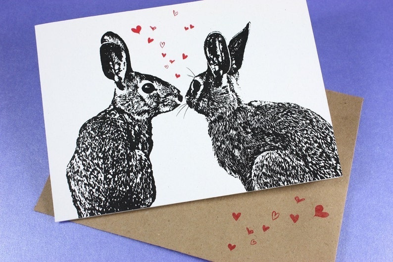 Pair o' Hares Valentine or Anytime Greeting Card image 2