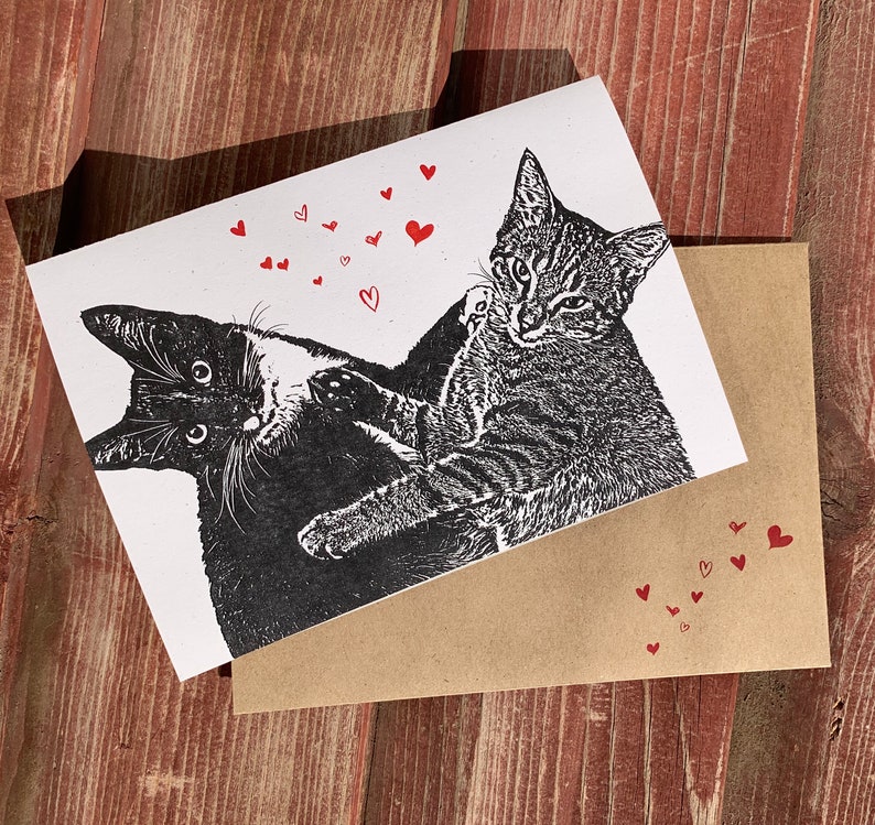 Cat Love Card, Miss You Card, Cat Lover, Cat Valentine, Cat Card image 4