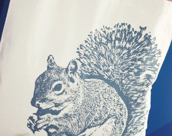 Squirrel Cotton Tote Bag, Hand Screen Printed