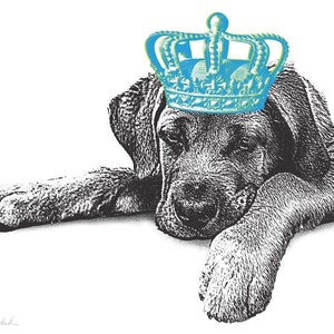 11x14 Pet Royalty Custom Pet Portrait with a Crown, Personalized Dog Portrait Gift image 1