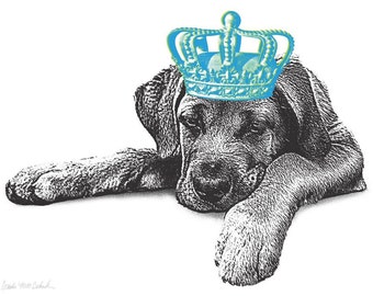 11x14 Pet Royalty - Custom Pet Portrait with a Crown, Personalized Dog Portrait Gift