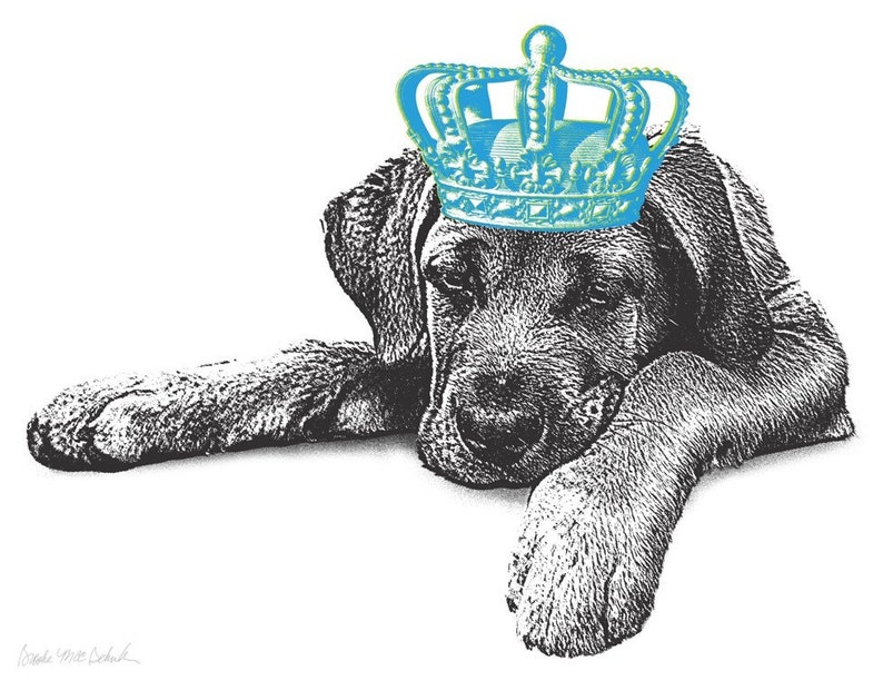 11x14 Pet Royalty Custom Pet Portrait with a Crown, Personalized Dog Portrait Gift image 1