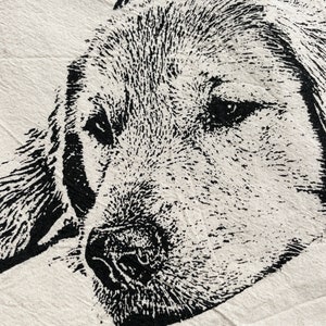 Golden Retriever Tea Towel Hand Printed Flour Sack Tea Towel image 4