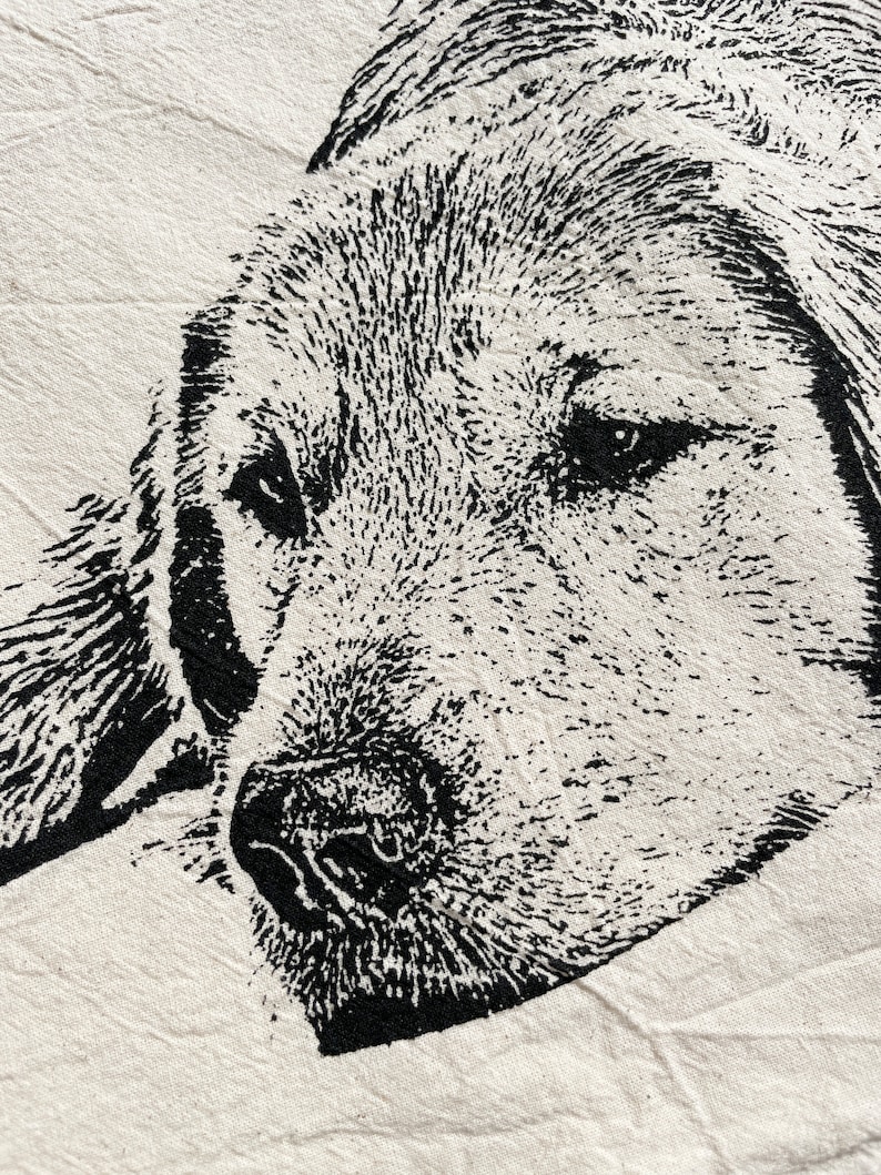 Golden Retriever Tea Towel Hand Printed Flour Sack Tea Towel image 4