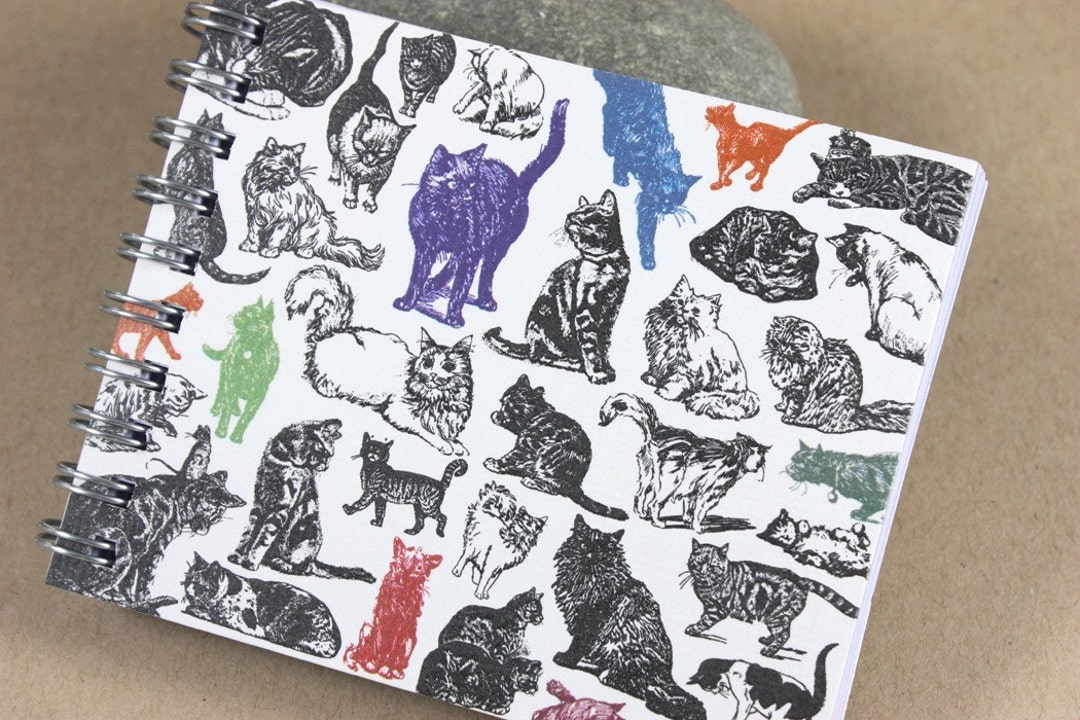 Cat Mini Journal, Kitty Art Collage, Vintage Illustration - Etsy