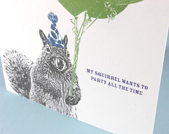 Squirrel Birthday Card, Party All the Time