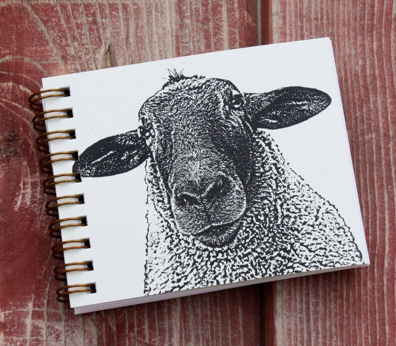 Sheep Mini Journal Sheep Notebook Animal Journal Spiral Etsy